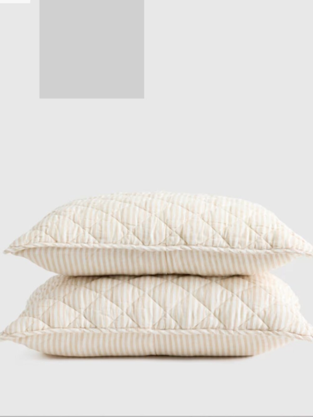 Quince European Linen Stripe Quilted Sham Set Natural/White Stripe King NEW
